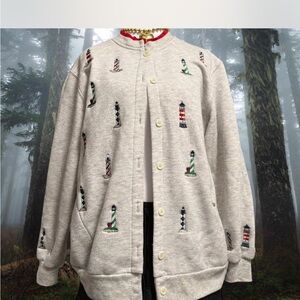 BonWorth Gray Cardigan with Embroidery